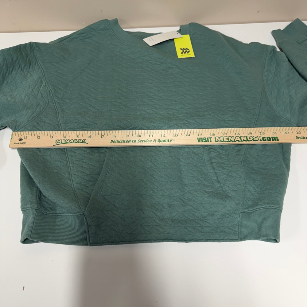 All in Motion Women's Quilted 100% Cotton Crewneck Sweatshirt Pocket Green - Picture 11 of 16